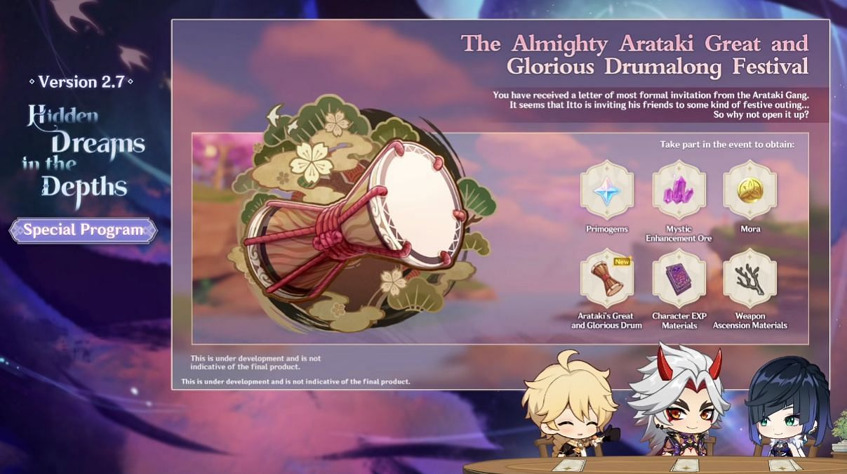 Rewards for the Drumalong Festival (Image via HoYoverse)